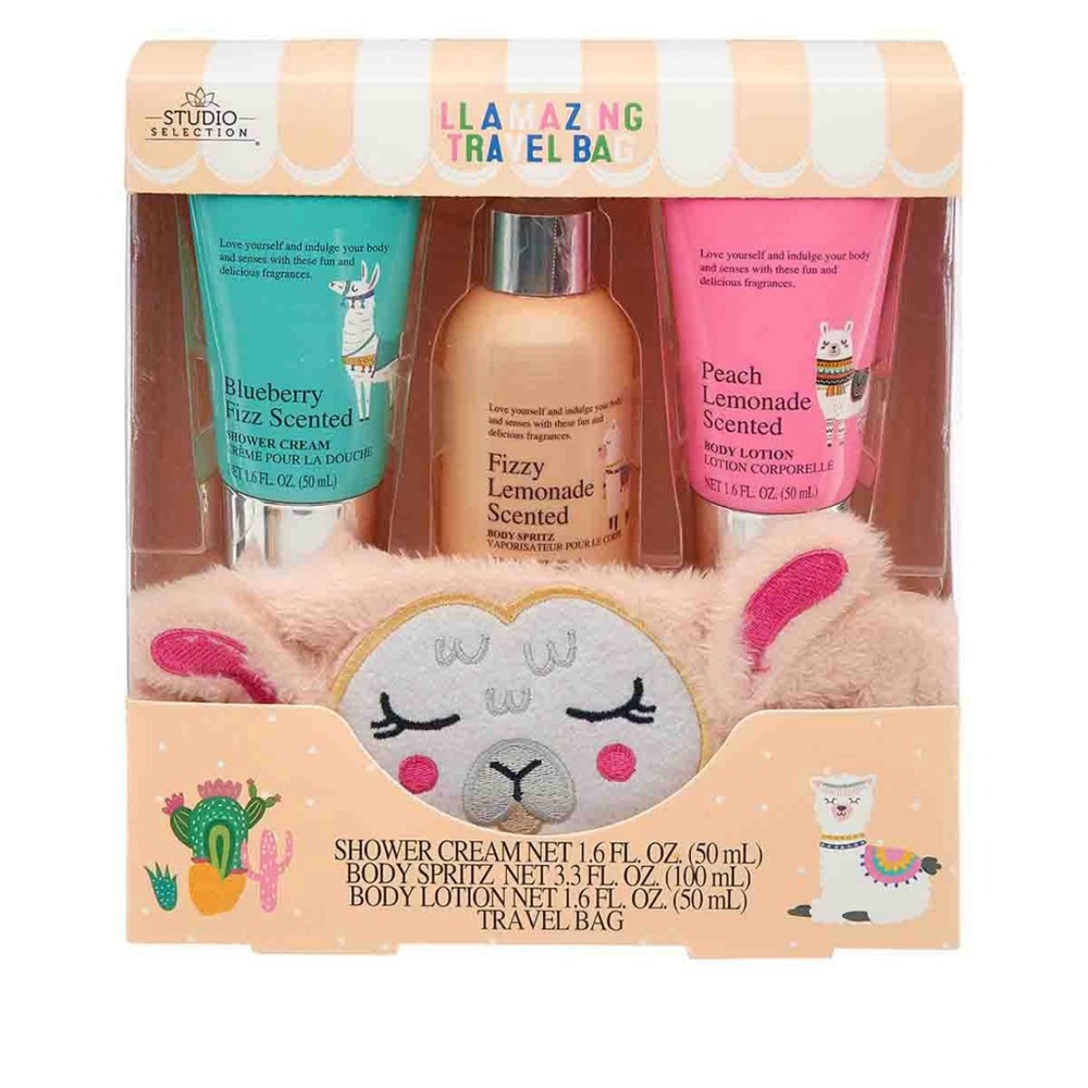 🐰🌷🐣NIB Llamazing Travel Bag Gift Set - Blueberry, Lemonade, & Peach - 4pc